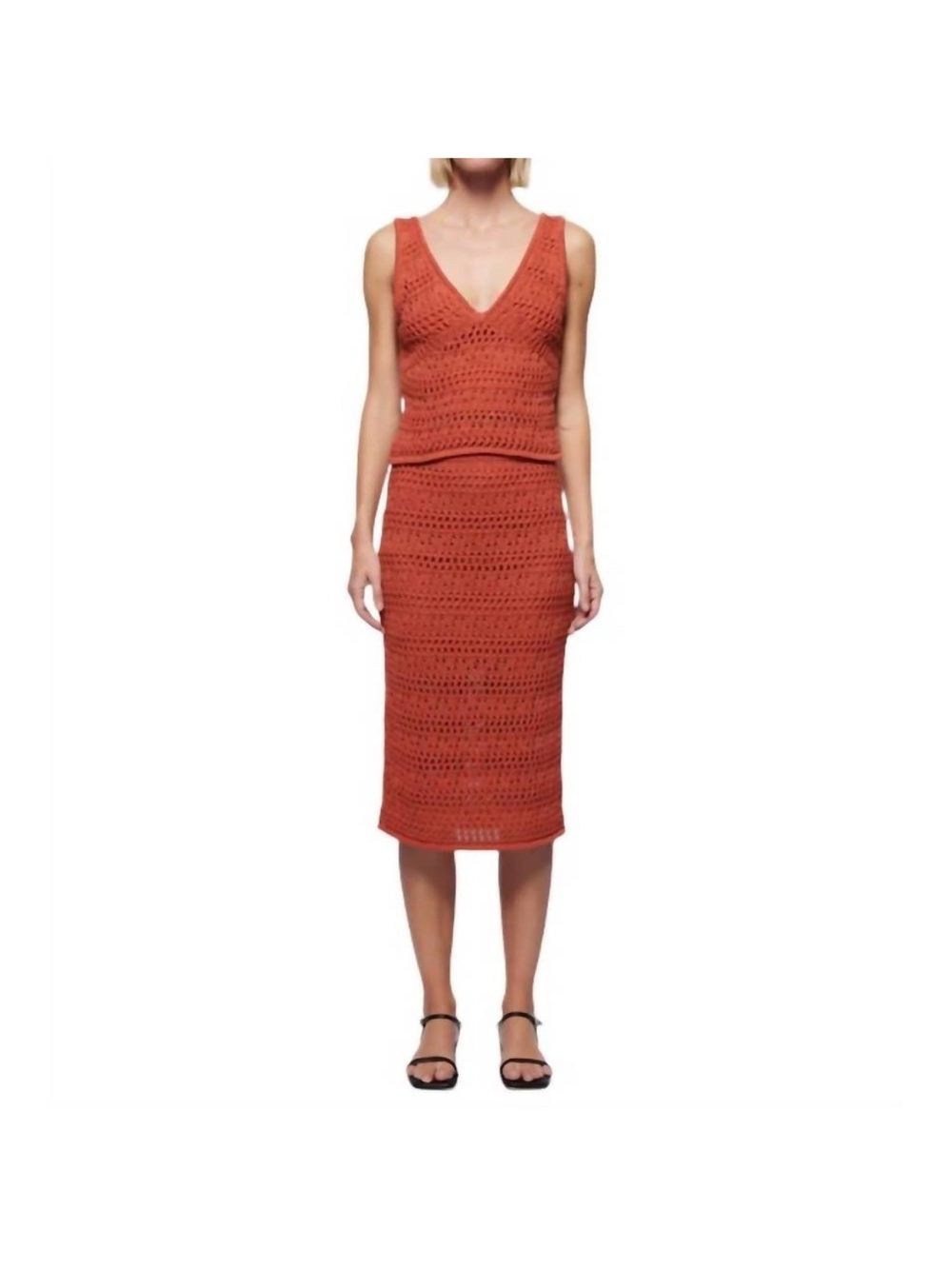 NEW NATION LTD adriana crochet tank top and driana crochet skirt in ginger